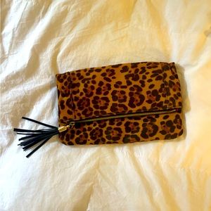Sole Society Cheetah Print Clutch with zipper tassel